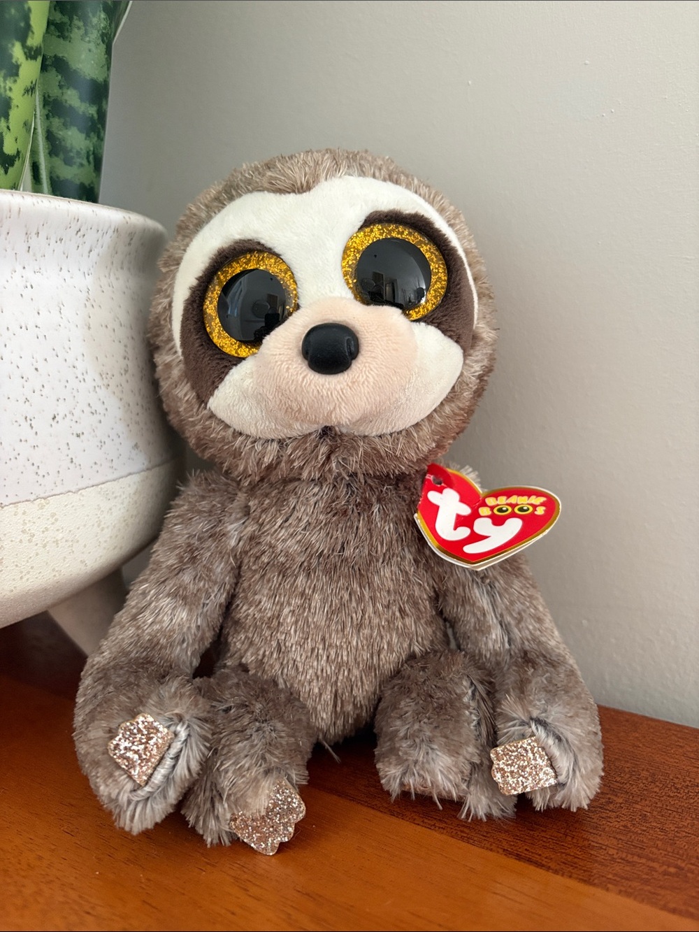 Ty Dangler 6'' Brown Sloth Plush with Gold Sparkle Eyes